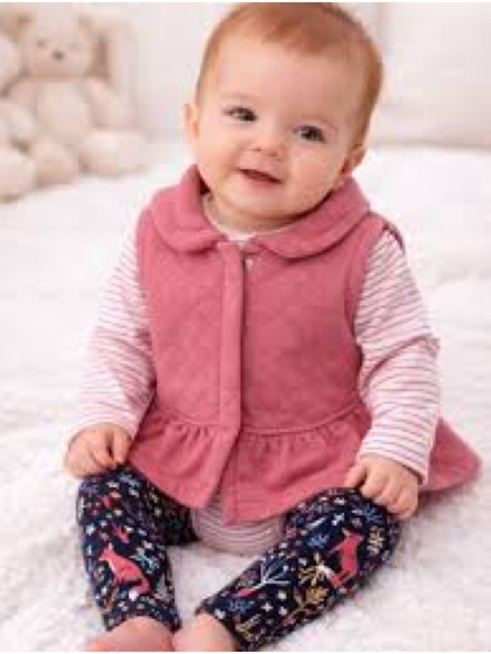 Carter’s Baby Girl Infant Pink Quilted Vest, Size 6M Sleeveless Peplum Outdoor